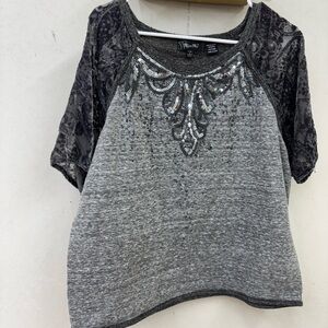 Miss me Gray Embellished Women's Top size large